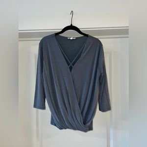 Pleione Gray Criss Cross Front Blouse